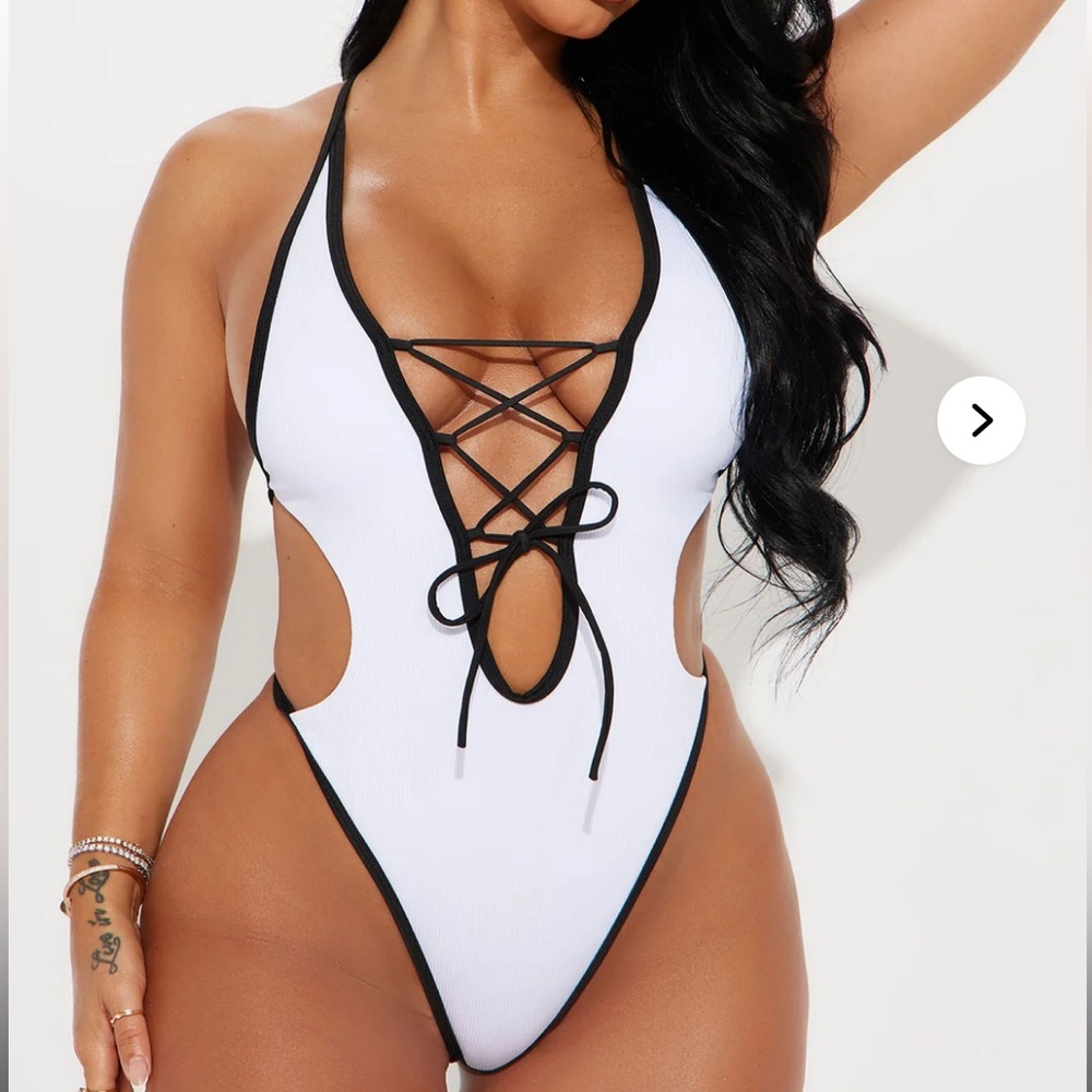 Fashion Nova Halter One-Piece Swimsuit